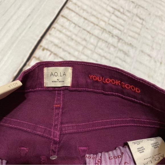 AO.LA by Alice + Olivia high rise skinny jeans in purple (currant) Size 29 NWT - Picture 7 of 16